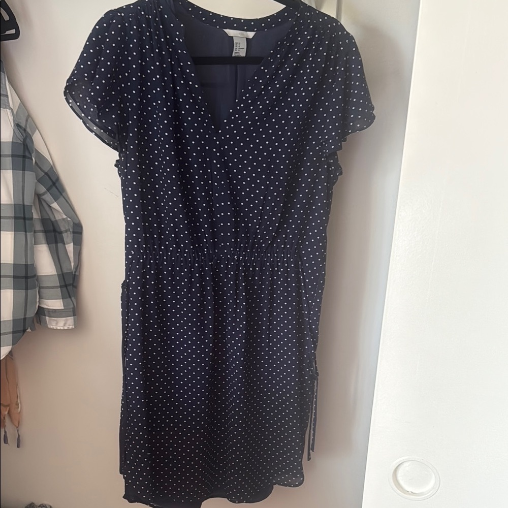 H&M Blue V-Neck Flutter Sleeve Wrap Dress